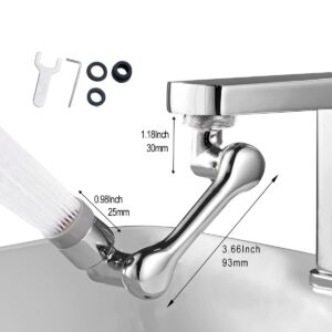 1080° Rotating Faucet Aerator Universal Splash Filter Faucet 1080 Degree Big Angle Swivel Faucet Extender Aerator Kitchen Tap Extend Bathroom Sink Gargle Face Wash Faucets Bubbler (Dual Mode)