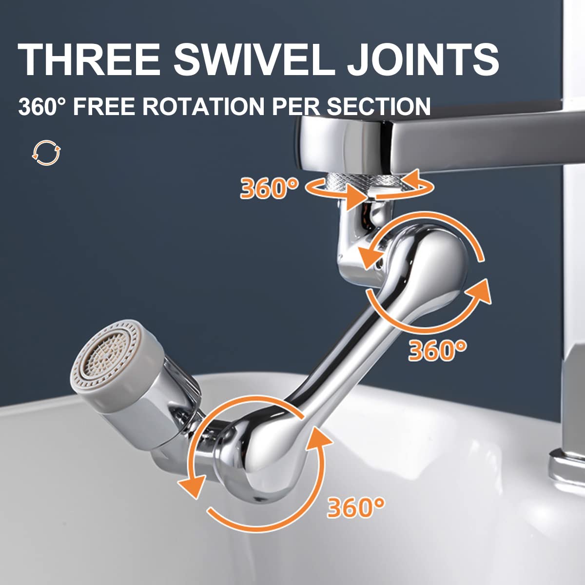 1080° Rotating Faucet Aerator Universal Splash Filter Faucet 1080 Degree Big Angle Swivel Faucet Extender Aerator Kitchen Tap Extend Bathroom Sink Gargle Face Wash Faucets Bubbler (Dual Mode)