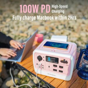 Newpowa Portable Solar Generator 700W Backup Lithium Battery Power Station, 537Wh LiFePo4 Powerbank AC 120V Outlet DC Wireless Charging, Pure Sine Wave for Outdoors Camping Travel Party Blackout