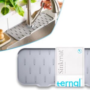 ternal sinkmat for kitchen faucet, silicone, grey, splash guard & drip catcher for around faucet handle
