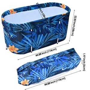 AellerSen Portable Bathtubs, Foldable Soaking Bathing Tub for Adults, Oval Bathtubs for Showers, with Thick Insulation Foam to Keep The Temperature (Blue)