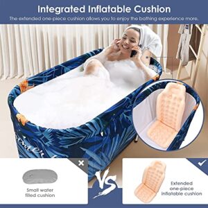 AellerSen Portable Bathtubs, Foldable Soaking Bathing Tub for Adults, Oval Bathtubs for Showers, with Thick Insulation Foam to Keep The Temperature (Blue)