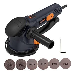 maxxt electric 5mm random orbital sander 500w 4.5a multi-function variable speed electric corded orbital sanders machine with 10 sanding paper for woodworking (r7304-120)