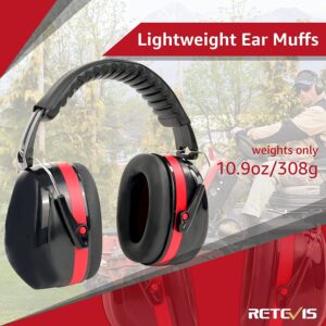 Retevis EHN005 Ear Protection,Foldable Ear muff for Noise Reduction,Noise Cancelling Ear Muffs with Adjustable Headband,Sound Proof Earmuff for Lawn Mowing,Woodworking,School Gift Men Adult(1 Pack)