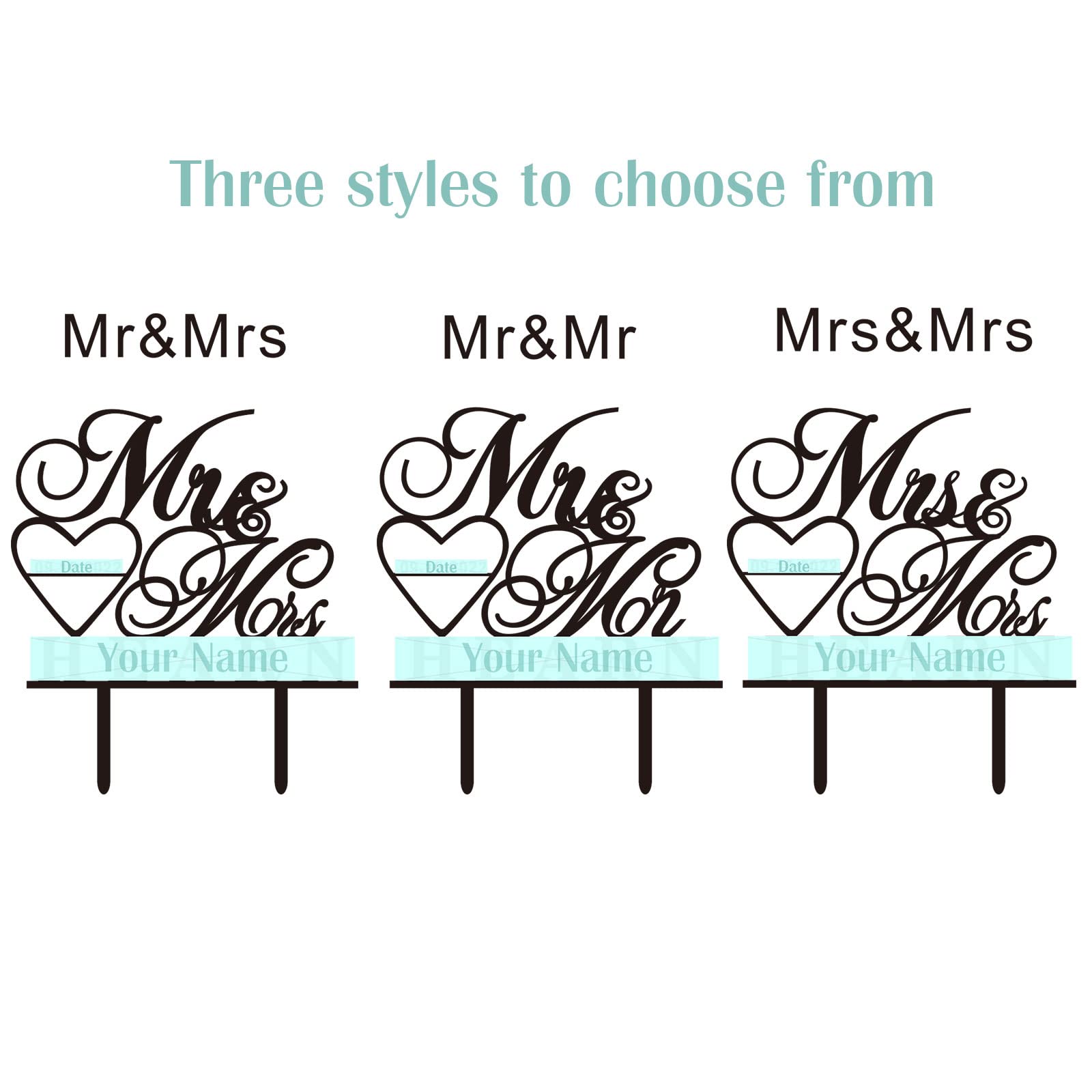 Personalized Mr & Mrs Cake Topper for Wedding,14 Colors Customized Wedding Date And Last Name To Bride and Groom,Rustic Wedding Anniversary Cake Topper