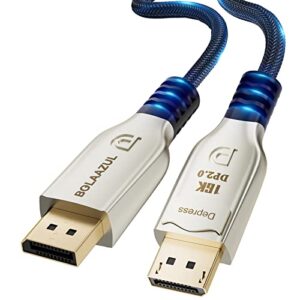 bolaazul 8k displayport 2.0 cable 10ft, 16k dp cable 2.0 (16k@60hz 8k@120hz 4k@240hz 165hz 144hz gsync/freesync) video/monitor cable braided displayport to display port with metal shell for gaming tv