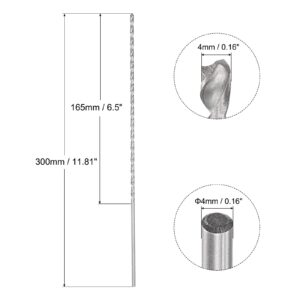 uxcell 4mm Twist Drill Bits, High-Speed Steel Straight Shank Extra Long Drill Bit 300mm Length for Wood Plastic Aluminum