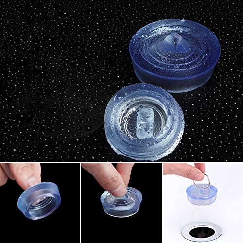 UMBWORLD Bath Tub Drain Stoppers, 4 Pcs Sink Bathtub Plug Drain Plug Transparent Strainer Kitchen Bathroom Laundry Bar Water Seal with Hanging Ring for Shower Pool Plugs and Caps (Clear 4pcs)