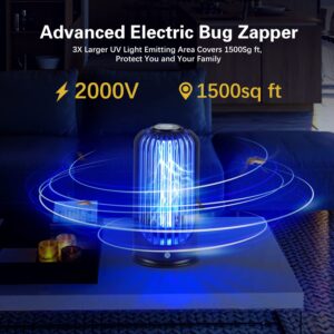 Bug Zapper 2000V High Powered UV Light Electric Mosquito Zapper Waterproof Mosquito Killer Lamp Light-Emitting Flying Insect Control Lamp for Home, Patio, Backyard, Camping