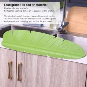 Silicone Sink Splash Guard, Faucet Mat for Kitchen Sink Leaf Shaped Sink Water Splash Guard with Suction Cup Base for Kitchen Bathroom Sink(Green)