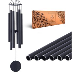 vanquer wind chimes for outside deep tone - 38'' wind chimes outdoor clearance, memorial wind chimes, sympathy gift, garden patio, home décor black