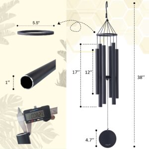 Vanquer Wind Chimes for Outside Deep Tone - 38'' Wind Chimes Outdoor Clearance, Memorial Wind Chimes, Sympathy Gift, Garden Patio, Home Décor Black