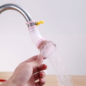 WskLinft Water Tap Filter Splash-Proof 360-Degree Rotatable Faucet Aerator Water Tap Extension Filter Gadget Kitchen Accessories Pink