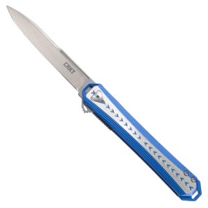 columbia river knife & tool stickler folding pocket knife: assisted open everyday carry, sandvik 12c27 plain edge blade, liner lock, aluminum handle 6710, blue & silver