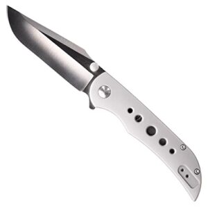 crkt oxcart edc folding pocket knife: assisted open everyday carry, plain edge, frame lock, stainless steel handle 6135