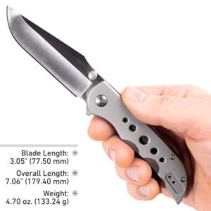 CRKT Oxcart EDC Folding Pocket Knife: Assisted Open Everyday Carry, Plain Edge, Frame Lock, Stainless Steel Handle 6135