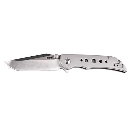 CRKT Oxcart EDC Folding Pocket Knife: Assisted Open Everyday Carry, Plain Edge, Frame Lock, Stainless Steel Handle 6135