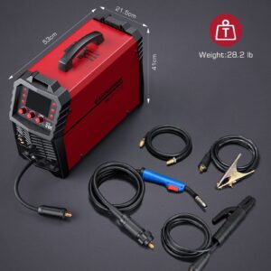 ARCCAPTAIN MIG Welder, 200Amp 6 in 1 Gas MIG/Gasless Flux Core MIG/Stick/Lift TIG/Spot welding/Spool Gun 110V/200V Aluminum Multi Process Welding Machine with LED Digital Display, Burn Back Adjustment