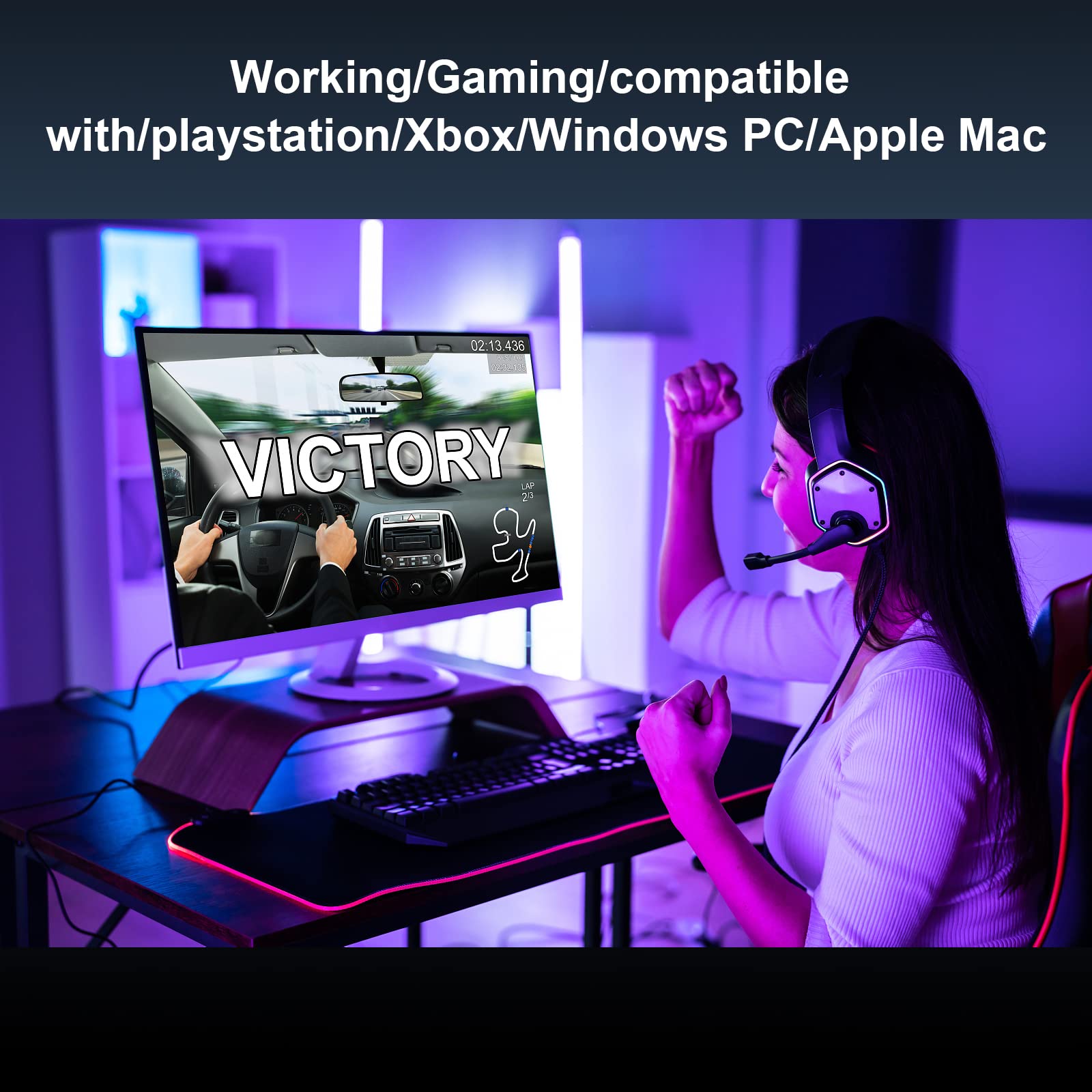 Gaming Keyboard and Mouse Combo with Mouse Pad, RaceGT 3 in 1 Gaming Wired Keyboard RGB Backlit, 7 Button 6400DPI Wired Gaming Mouse, PC Accessories Compatible for Computer PC Laptop