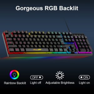 Gaming Keyboard and Mouse Combo with Mouse Pad, RaceGT 3 in 1 Gaming Wired Keyboard RGB Backlit, 7 Button 6400DPI Wired Gaming Mouse, PC Accessories Compatible for Computer PC Laptop