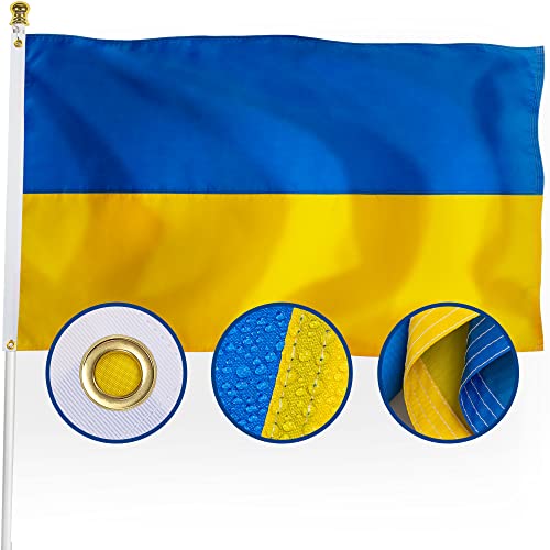 XIFAN Premium Nylon Ukraine Ukrainian Flag 3x5 Outdoor, Double Sided Heavy Duty 210D Nylon Ukrainian National Country Flags, Strongest Longest Lasting with Sewn Stripes/4 Stitch Hemming/Brass Grommets