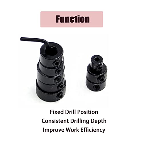 Cheerock Drill Bit Depth Stop Collar Set 7Pcs&8Pcs Adjustable Stop Ring for Precise Punching Measurement Depth Fixed