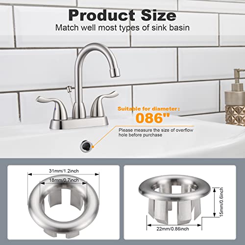 ARCORA 6 Pack Sink Overflow Ring Brushed Nickel Bathroom Kitchen Sink Basin Trim Overflow Cover Hole Insert Cap