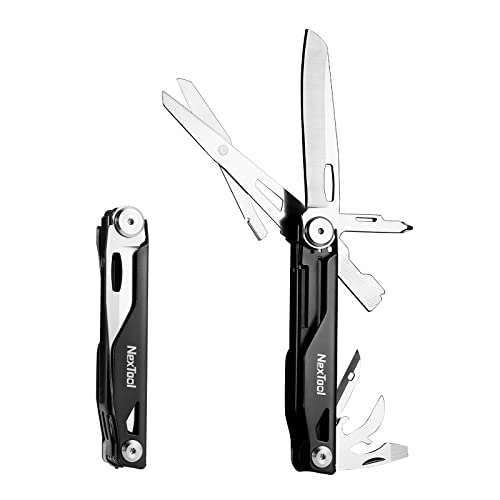 NexTool Knight Multi Tool Pocket Knife, Multitool Knife with Huge Scissors, Glass Breaker, Can/Bottle Opener, Floding Camping Knife with Safety Locking for Camping/Emergencies/EDC, Cool Gifts for Men