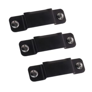 Tape Measure Holder Clips Set of 3 Metal Measuring Tape Clip with Fitting Screws for Leather Tape Holster and Tool Pocket Pouch, Black