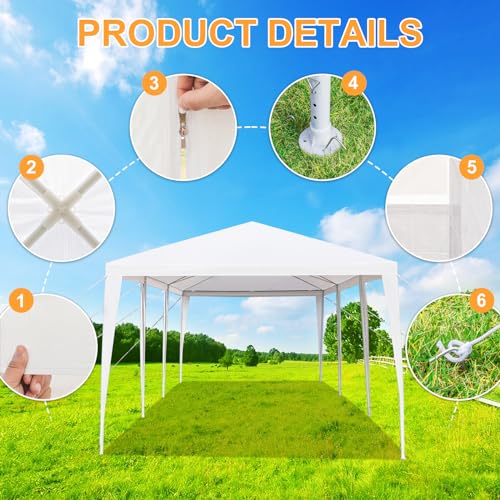 Outvita Outdoor Party Tent, Patio Wedding Gazebo Waterproof White Canopy with Sidewalls For Cater Events Pavilion Beach BBQ (10'x30')