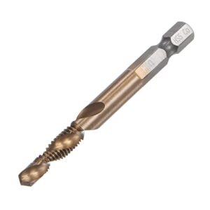 uxcell combination drill and tap bit, 1/4" hex shank m6 x 1 metric uncoated m35 cobalt high speed steel spiral flute drilling tapping tool