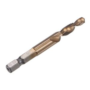 uxcell Combination Drill and Tap Bit, 1/4" Hex Shank M6 x 1 Metric Uncoated M35 Cobalt High Speed Steel Spiral Flute Drilling Tapping Tool