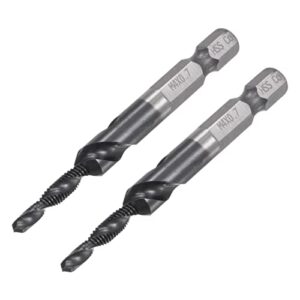 uxcell combination drill and tap bit, 1/4" hex shank m4 x 0.7 metric tialn coated m35 cobalt high speed steel spiral flute drilling tapping tool 2pcs