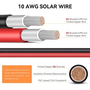 PowMr Solar Panel Wire, Solar Wire 164FT Black 10AWG PV Wire Cable for Solar, Home, RV Boat Marine Solar Panels, Inverter etc. (164Ft Black)