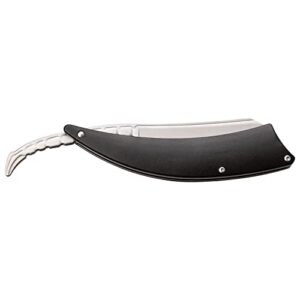 Dark Side Blades - Razor Style Folding Pocket Knife – Satin Finish Stainless Steel Razor Blade, Black Aluminum Handle w/Grey Flaming Skull, EDC, Razor, Shave, Shaving, Fantasy, Collectible, DS-082GY