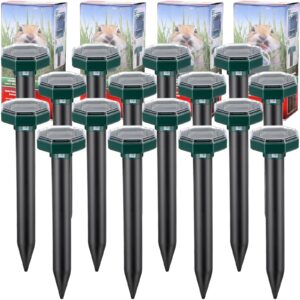 16 pack solar mole repellent ultrasonic gopher repellent solar powered waterproof snake repellent vole mole deterrent spikes rodent mouse repellent for outdoor garden yard lawn
