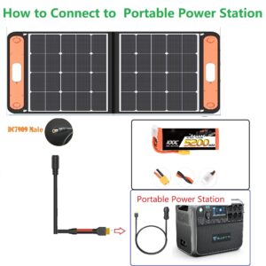 DC 8mm Female ToXT90Male ConnectorsAdapter Connect Solar Panel for Lipo Battery Pack Compatible Portable Power Station and Solar Generator