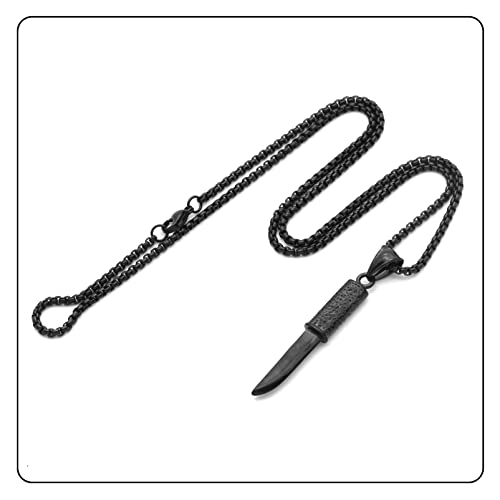Fusamk Fashion Titanium Steel Dagger Tag Pendant Knife Necklace(1_Black Knife)