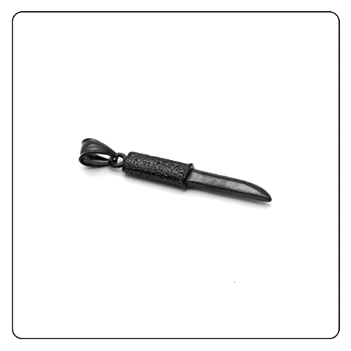 Fusamk Fashion Titanium Steel Dagger Tag Pendant Knife Necklace(1_Black Knife)