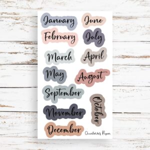 Date Dots 12 Months, Small Number Stickers, Months Stickers for Planners, Journal stickers for planning, Dreamy Boho Multicolor (Black Font)