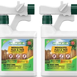 CedarStop 32 Ounce Essential Oil Yard Spray - Plant Based Flea, Tick And Mosquito Repellent Pest Control Spray Treatment And Insect Killer - Safe Around Kids, Pets, And Plants - 2 Pack