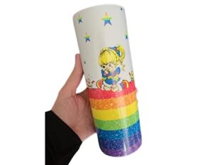 80s rainbow girl 20oz color changing/glow in the dark tumbler with lid and straw