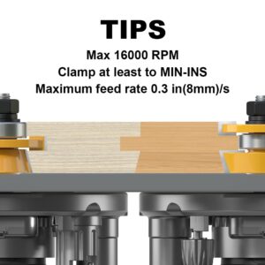 XDENGP 2PCS Shaker Style Rail and Stile Router Bits Set 1/2 Inch Shank, 3/8 Inch Cutting Depth, Up to 7/8 Inch Stock, Kitchen Cabinet Door Frame Shaper Cutters Raise Panel Making Router Bit Set