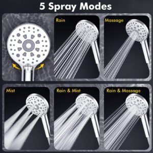 FEELSO Filtered Shower Head with Handheld, High Pressure 7 Spray Mode Showerhead Built-in Power Wash with Hose, Bracket and 15 Stage Hard Water Shower Filter for Remove Chlorine and Harmful Substances