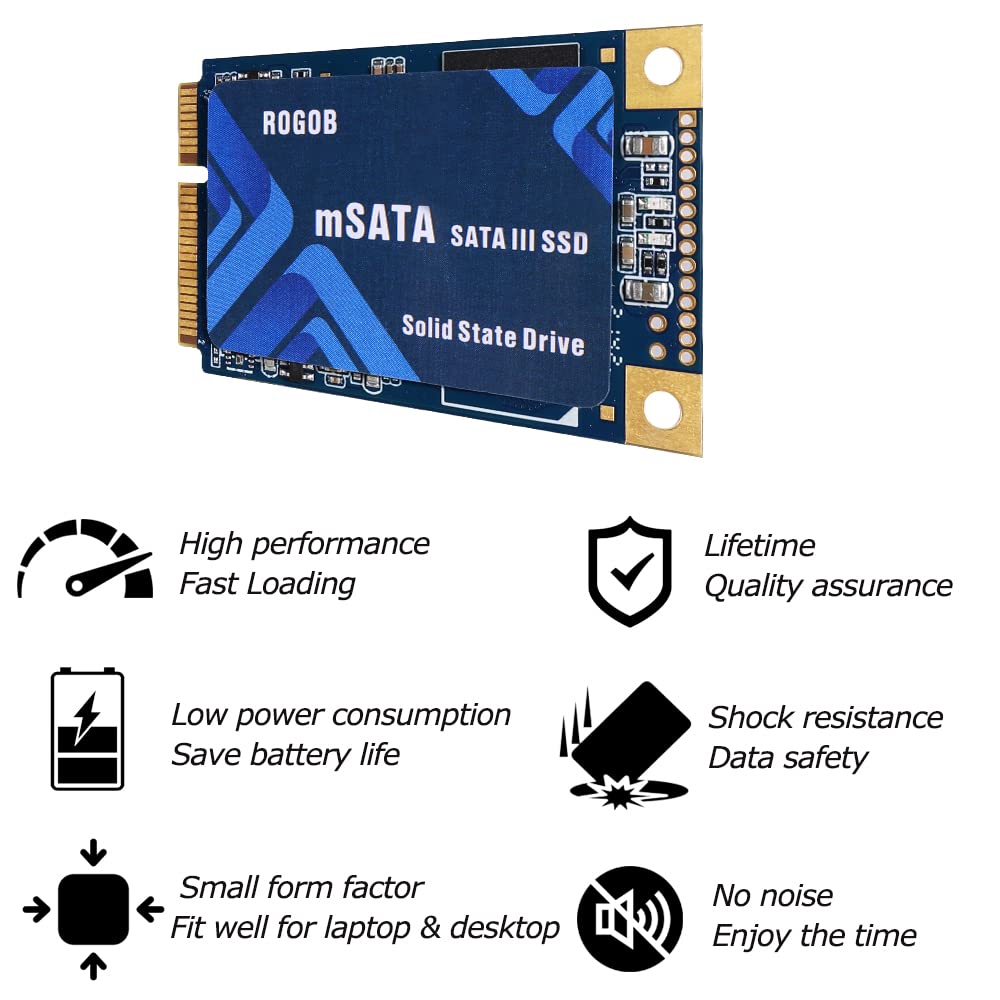 ROGOB 1TB mSATA SSD SATA III 6Gb/s Small Form Internal Solid State Drive Mini Hard Disk for Ultrabook Desktop PC Laptop (30 x 50mm)