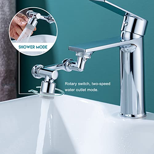 SLDHFE Universal Rotating Faucet Extender, 1080 Big Angle Degree Swivel Kitchen Sink Faucets Aerator, Splash Filter Rotatable Robotic Arm 2 In 1 Faucet Attachment Dual Mode