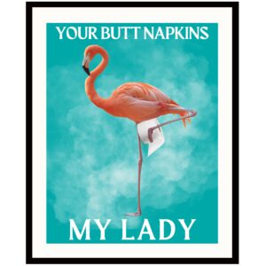 Roxbury Row Flamingo Bathroom Decor | Flamingo Decor, Decorations, Funny Bathroom Signs, Flamingo Bathroom Poster, Pink Flamingo Gifts for Women | Teal Bathroom Decor (8x10 Unframed)