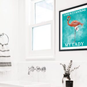 Roxbury Row Flamingo Bathroom Decor | Flamingo Decor, Decorations, Funny Bathroom Signs, Flamingo Bathroom Poster, Pink Flamingo Gifts for Women | Teal Bathroom Decor (8x10 Unframed)