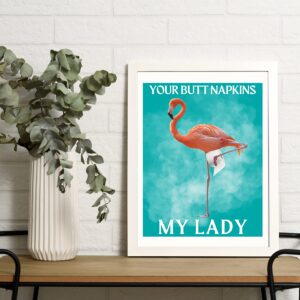 Roxbury Row Flamingo Bathroom Decor | Flamingo Decor, Decorations, Funny Bathroom Signs, Flamingo Bathroom Poster, Pink Flamingo Gifts for Women | Teal Bathroom Decor (8x10 Unframed)