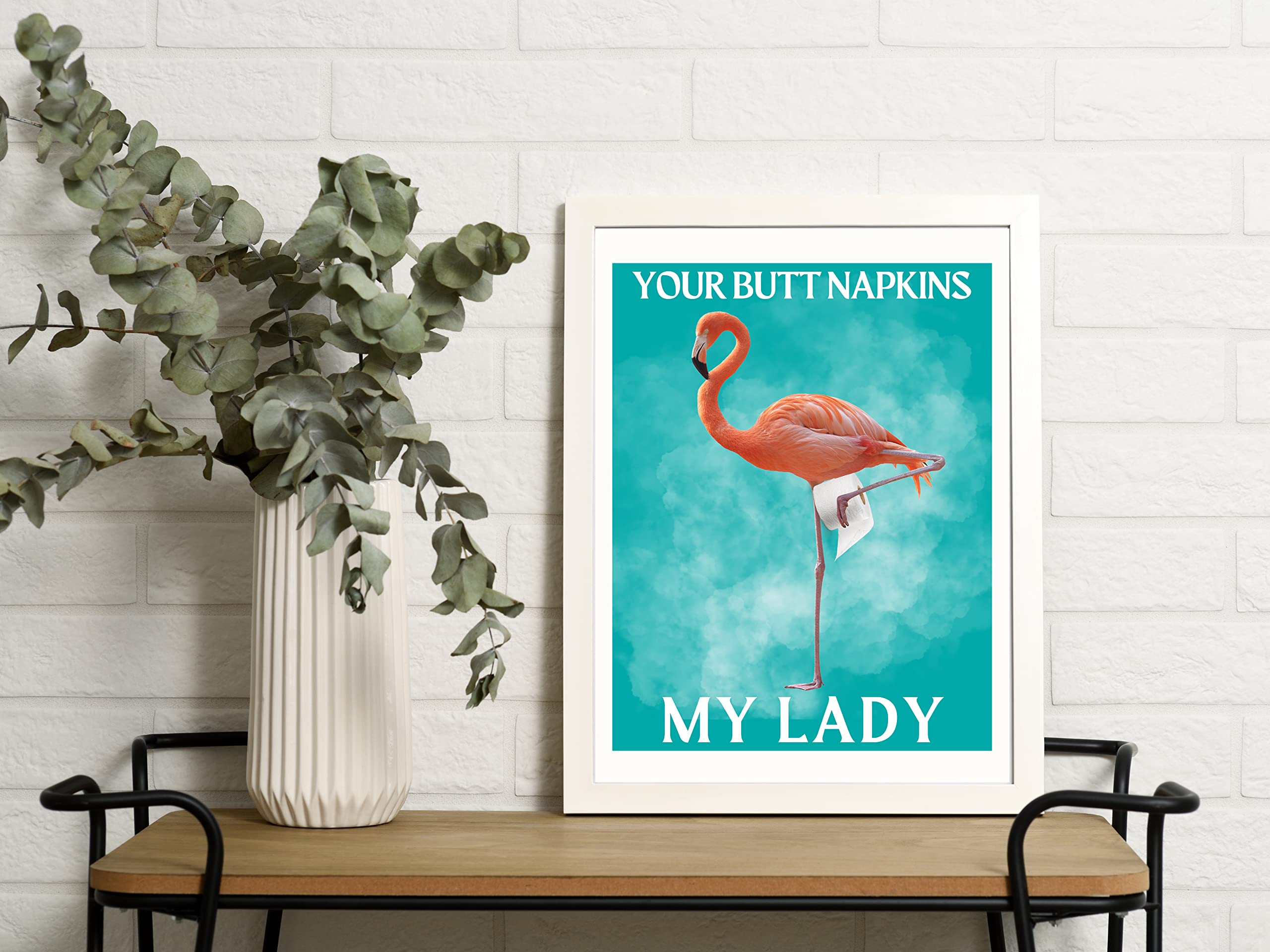 Roxbury Row Flamingo Bathroom Decor | Flamingo Decor, Decorations, Funny Bathroom Signs, Flamingo Bathroom Poster, Pink Flamingo Gifts for Women | Teal Bathroom Decor (8x10 Unframed)